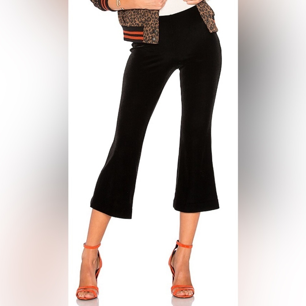 NWT Bailey 44 My Prince Will Come Black Velvet Cropped Flare Pants, Size XS